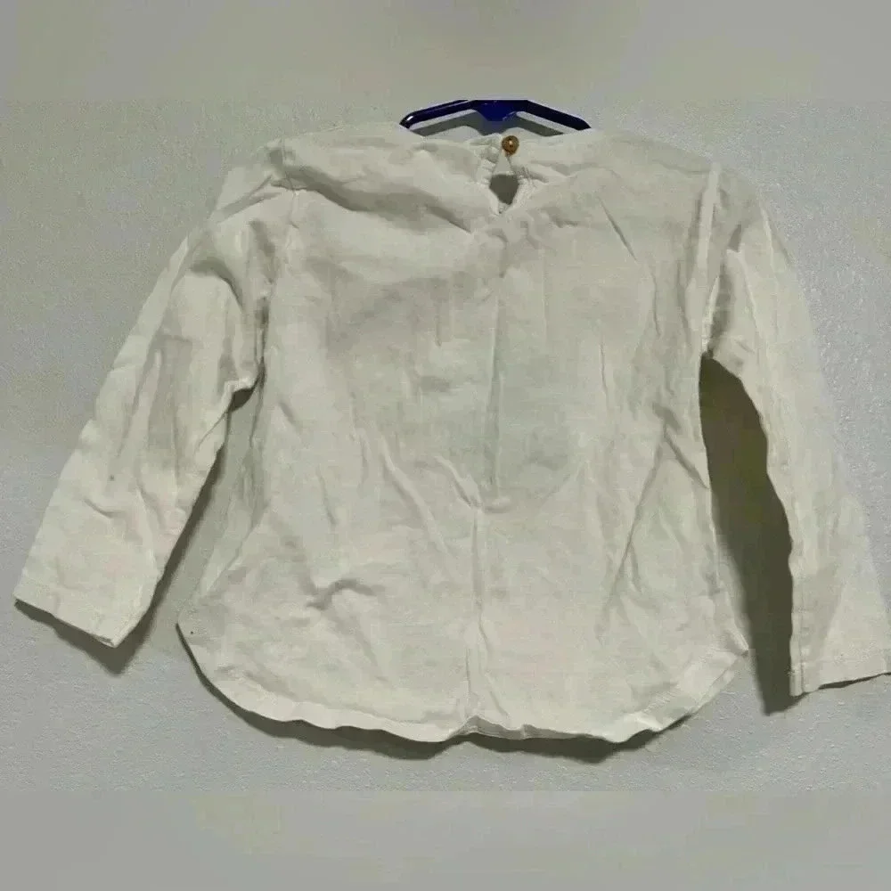 265. Zara baby girl embroidered white blouse set of 2 sz 3/4 years